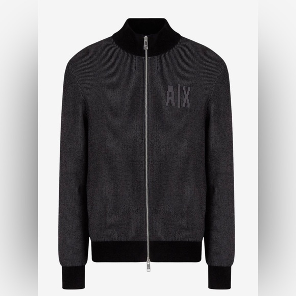 ARMANI EXCHANGE COTTON VISCOSE BLEND CARDIGAN (GRAY) - Picture 6 of 7